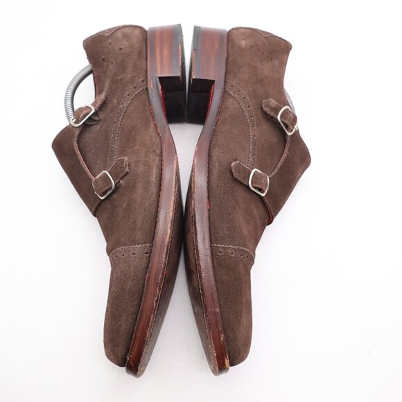 Jeffery West Double Monk Strap Men's UK 10 US 11 Brown Suede Cap Toe Dress Shoes - Picture 8 of 12